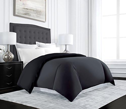 Uptown Hotel Collection Luxury Reversible Duvet Cover Set - Luxurious Soft-Brushed Microfiber, Hypoallergenic and Stain Resistant - Full/Queen - Gray/Black