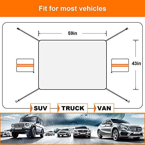 Car Windshield Sun Shade with 2 Car Mirror Cover - Auto Universal Car Sunshade to Keep Your Vehicle Cool, Blocks UV Rays Sun Visor Protector, Fits Windshields of Various Size 56"(W) X 43"(H) - Thumbnail 4
