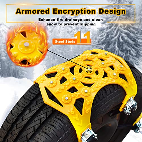 Buyplus Upgraded Snow Chains for Cars, 6Pcs Emergency Anti Slip Tire
