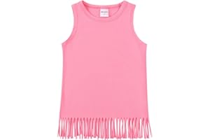 Noomelfish Girls Fringe Tank Tops Cotton Summer Sleeveless Shirts (5-12 Years)