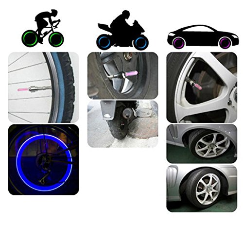 Susenstone®2pcs Bike Bicycle Car Wheel Tyre Tire Valve Cap LED Neon Flash Lamp Light