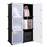 BASTUO 6-Cube DIY Storage Cube Organizer 3-Tier Storage Cube Cabinet Office Bookcase Shelves Organizer Closet with Door