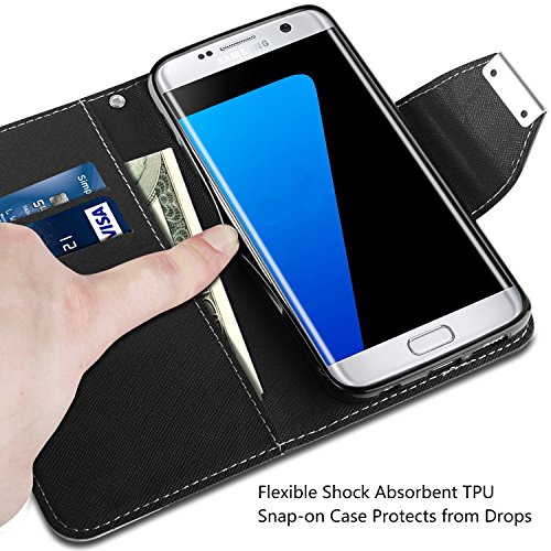image for Galaxy S7 Edge Case - Vakoo [Book Style] Premium-PU Leather Wallet Fol