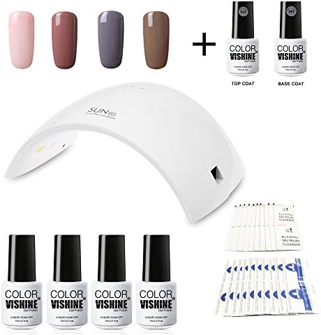 Doffx Nail Starter Kit 4 Colours Soak Off Gel Polish & Top Base Coat, 36W SUN9C Professional LED Lamp Gel Dryer Manicure, Remover & Cleanser Manicure Nail Art Tool #C010