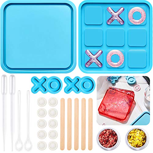 Tic Tac Toe Game Board with XO Silicone Mold Family Board Game Resin