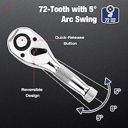 WORKPRO 3-Piece Stubby Ratchet Set, Quick Release
