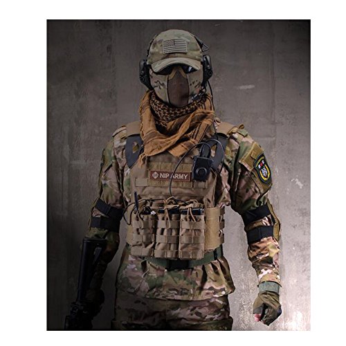 Huijukon 6" Foldable Half Face Mesh Mask Comfortable Adjustable Tactical Metal Steel Lower Mask for Airsoft/Hunting/Paintball/Shooting (MultiCam)
