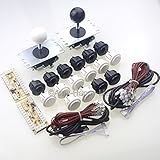 Easyget Zero Delay 2 Player SANWA Arcade Game DIY Bundle for USB MAME Cabinet & Raspberry Pi RetroPie DIY Projects - Black + White Color