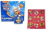 Paw Patrol Mighty Pups Marshall Figure with Light-up Badge and Paws with Bonus 12 Stickers Sheet Bundle (2 Items)