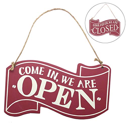 GKanMore Wooden Open Closed Sign Double Sided Wood Door Plaque Hanging Sign for Home Store Business