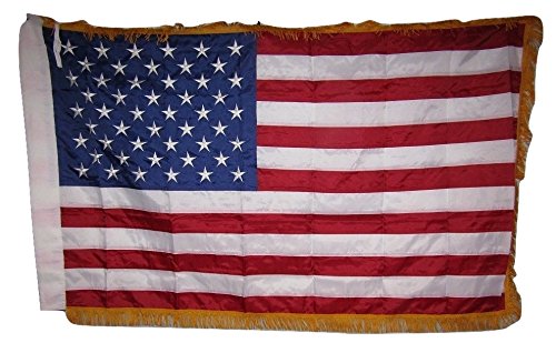 3x5 Embroidered Sewn USA American Gold Fringe Sleeve 300D Nylon Flag 3'x5' House Banner Fade Resistant Double Stitched Premium Quality Nylon