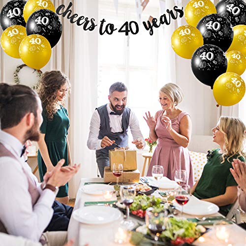 Gejoy-Black-Cheers-to-40-Years-Banner-40-Years-Old-Birthday-Banner-and-40-Pieces-Birthday-Balloons-for-40th-Birthday-Celebration-Party-Decorations