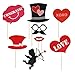 KissDate 2 Packs Valentine's Day Photo Booth Props, One 27 Pcs Glitter Props and 32 Pcs Weeding Props, Tiara Angel Hearts Mustaches Perfect for Party Decorations Birthday Graduation