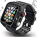 Waterproof Case Compatible with Apple Watch Series 4 44mm with Built-in Screen Protector and Silicone Watch Band Black