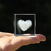 Crrezhai 3D Crystal Heart Cloud Cube 4CM Small Glass Paperweight Ornaments Home Office Desk Art Decor (Love Heart)