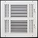 HVAC Premium 12''w X 12''h 3-Way AIR Supply Grille - Vent Cover & Diffuser - Flat Stamped Face - White [Outer Dimensions: 13.75''w X 13.75''h]