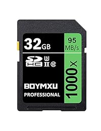 BOYMXU - Tarjeta de memoria SD (32 GB, 1000 SDHC, UHS-I U3, compatible con cámaras de ordenador y videocámaras, tarjeta de memoria SD de hasta 95 MB s), color verde y negro