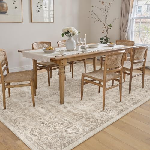 PureCozy Teppich Wohnzimmer 160x230cm Beige Waschbarer Teppiche