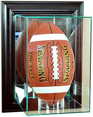 Wall Mount Glass Upright Football Display Case Uv Protection Black Mirror