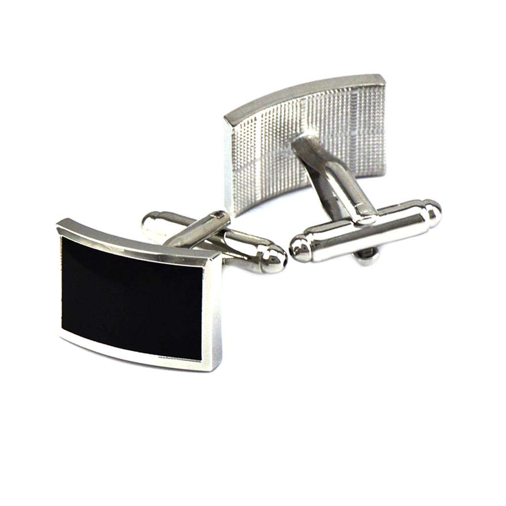 S&W SHLAX&WING Silver Black Men's Cufflinks Cuff Links for Tuxedo
