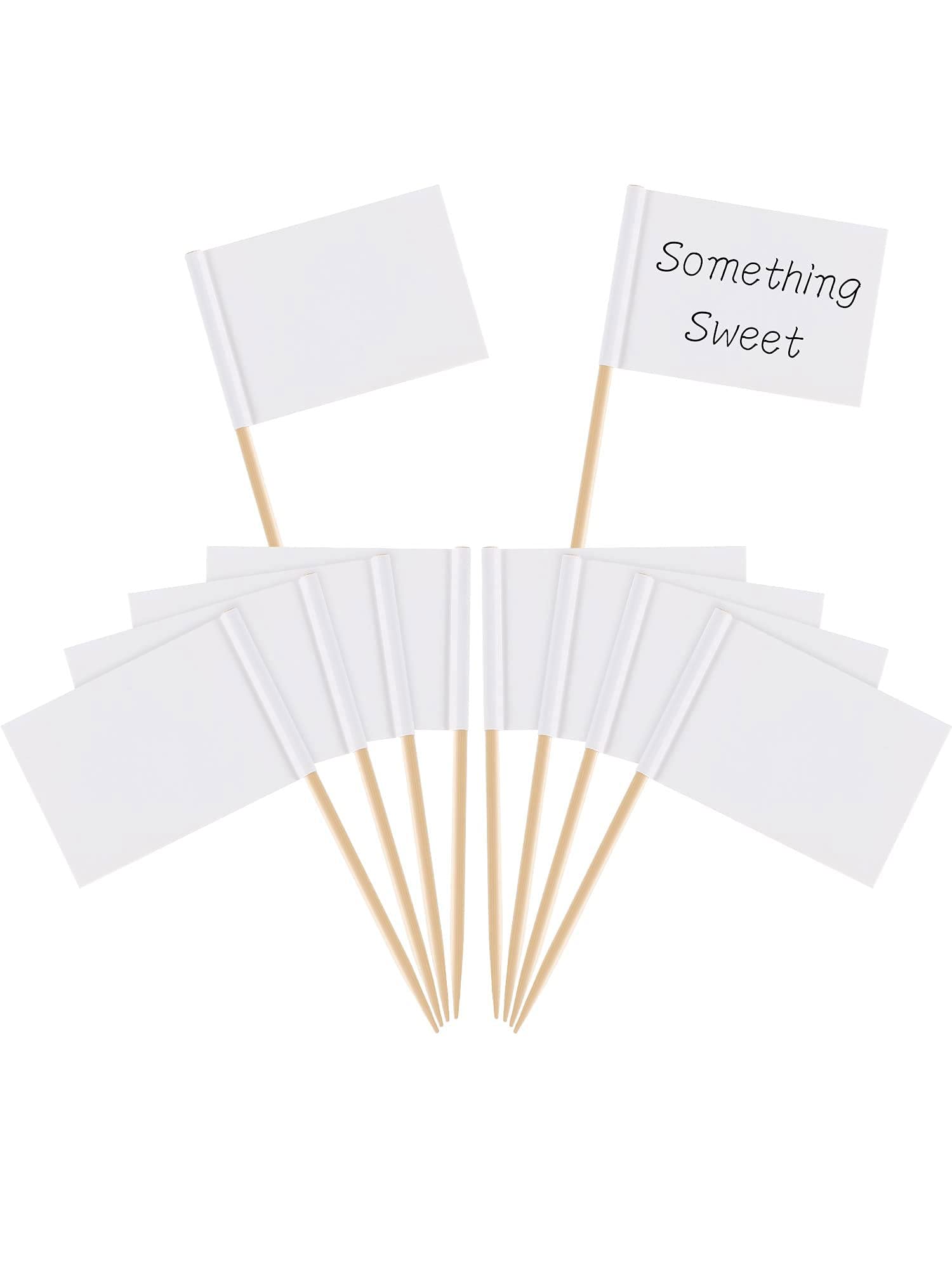 Blank Toothpick Flags Cheese Markers White Flags Labeling Marking for Party Cake Food Cheeseplate Appetizers (100)