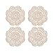 Phantomon Doilies Crochet Cotton Lace Round Handmade Coasters Small Doilies Cloth 4 Inch, Pack of 4 (Beige)