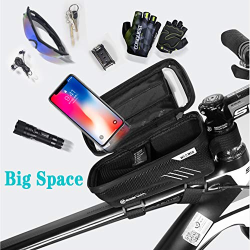 image for KT-GARY Bike Phone Mount Bag, Bicycle Front Frame Bag Waterproof Touch