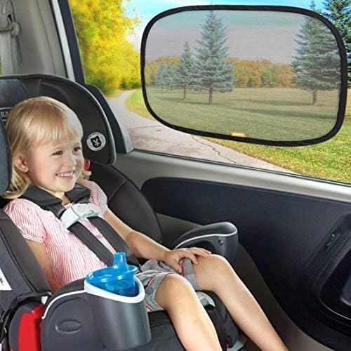 Car Sun Shade - Premium Static Cling Auto Window Shades - Super UV Protection for Baby Infant Child and Pet - Nice Effective See Thru Sunshade - Maximum Sunlight Glare Protector - Easy Usage & Storage