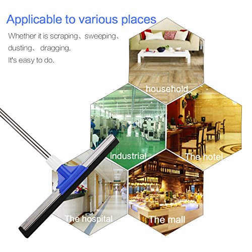 Heavy Duty Floor Squeegee, YCUTE 17.7" Dual EVA Foam Moss, 50.6" Long Handle Perfect for Washing and Drying Tile Glass Marble and Wood Surfaces - Thumbnail 3