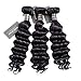 DONG H hair Loose Deep Wave Bundles 100% Unprocessed Peruvian Virgin Human Hair Bundles Loose Wave Bundles Wet and Wavy 3 bundles Human Hair Natural Color Hair Extensions (12