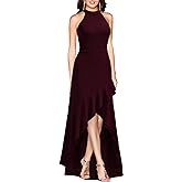 MUSHARE Women's Halter Neck Ruffle Split Bodycon Formal Evening Party Long Dress