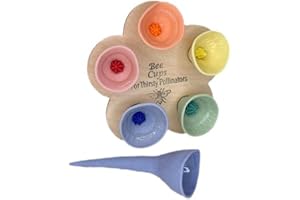 MUKOROLEE 5 Pack Bee Watering Stations, Bee Cups for Garden, Bee Butterfly Water Station Hummingbird Feeder, Garden Courtyard Decor (Multicolour)
