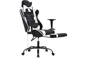 High Back Gaming Chair Ergonomic Racing Style Gaming Chair with Footrest, Headrest and Lumbar Support Height Adjustable PU Le
