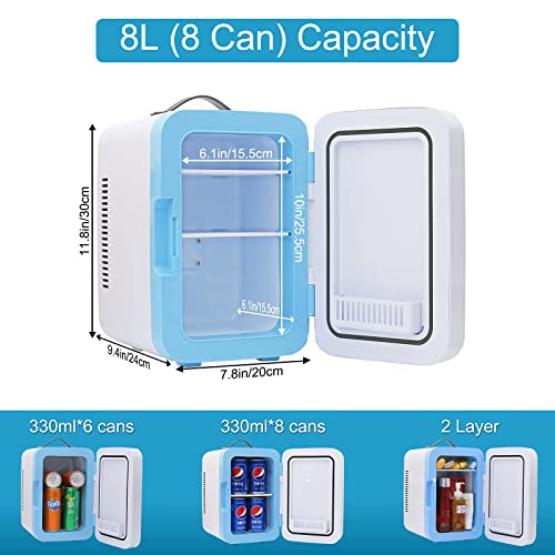 CASAWISE Mini Fridge, 8 Liter Temperature Control, Digital display