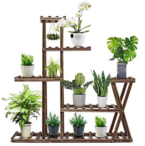 Uyoyous フラワースタンド 木製 ガーデンラック 棚 5段 花台 フラワーラック 花棚 園芸 ラック 鉢置きスタンド 鉢植え 盆栽棚 95x25x95cm 軽量 頑丈 室内 屋外 ベランダ プランタースタンド
