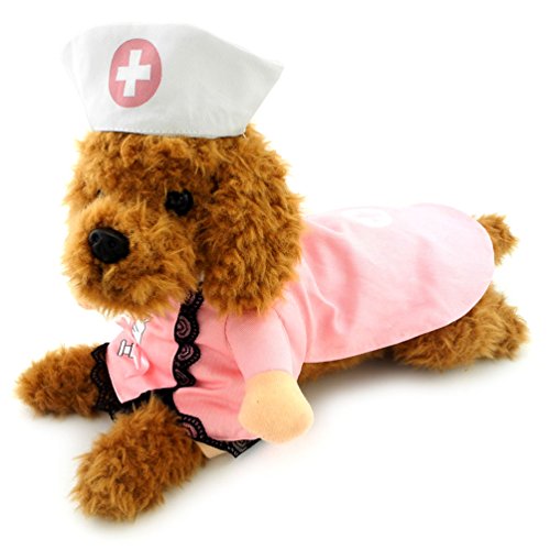 SMALLLEE_LUCKY_STORE Cat Halloween Costume Small Dog Fancy Dress with Hat Elegant Ribbon Bow Pet Coat Puppy Clothes, Small, Pink - Thumbnail 2