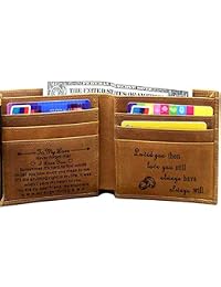 Engraved Wallet for Men Custom Personalized Gifts to Dad Husband Boyfriend Son (Tri-fold wallet to my love)