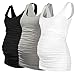 Pack of 3pcs Mama Womens Basic Layering Maternity Tank Top Pregnancy Tee Scoop Neck Sleeveless Solid Side Ruched Vest