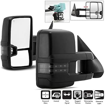 For 03-06 Chevy Silverado Suburban Tahoe GMC Sierra Yukon Pickup Truck Extending Power Heated Tow Mirrors w/Smoked Signal