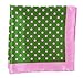 100% Printed Silk Kelly Green and Pink Big Printed Dots Patterned Pocket Square