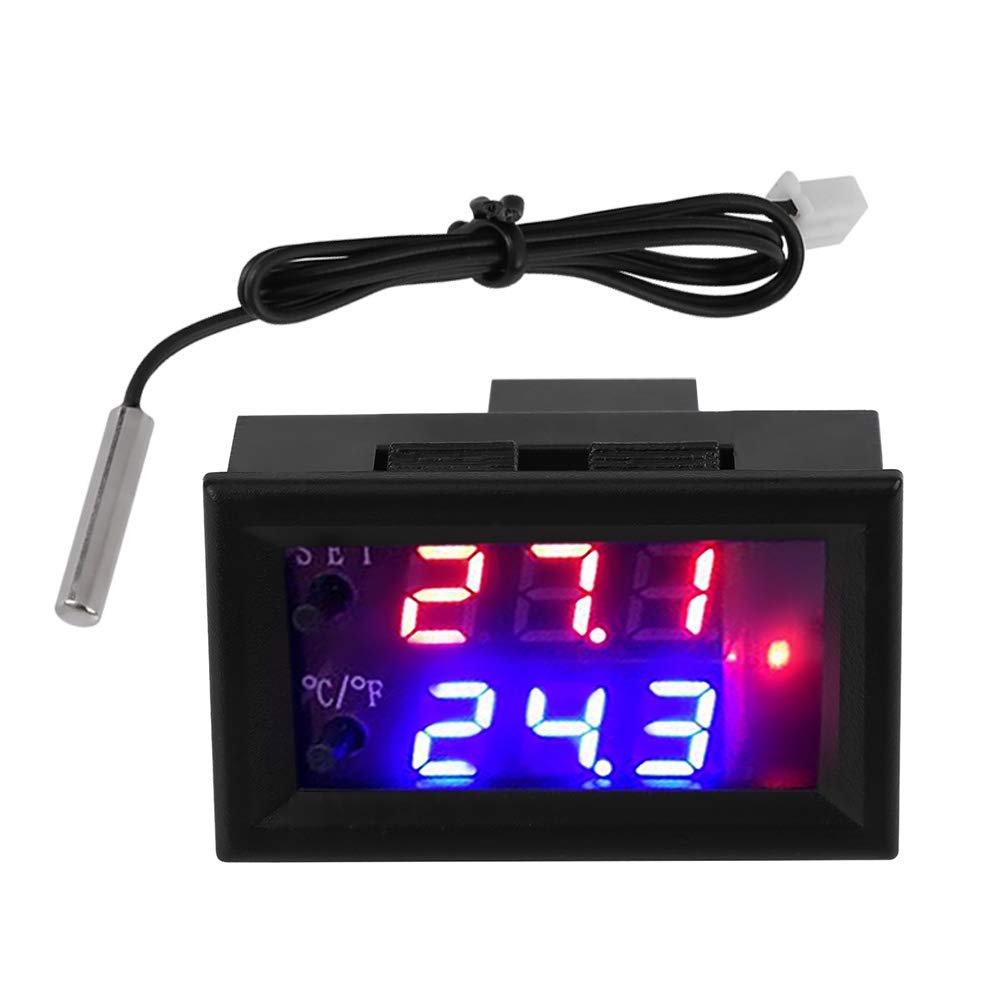 DC 12V Digital Display Adjustable Microcomputer Electronic Thermostat Intelligent Temperature Controller Switch with Waterproof Sensor Probe