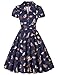 Womens 1950s Navy Blue Vintage Dress Retro Audrey Hepburn Dress with Removable Belt