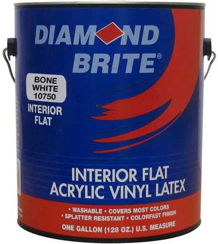 Diamond Brite Interior Flat Latex Enamel Paint, Bone White Gallon Pail 1/Case