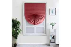 BADASS SHARKS 2Pcs Non-Woven Fabric Pleated Zebra Blinds Self-Adhesive Window Shade Blackout Curtain for Bedroom Living Room Blcony Office Decor (Red, 60 X 150cm/23.62 X 59.06)