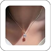 Andelaisi Boho Crystal Square Pendant Necklace Vintage Geometric Square Necklace Gold Cuba Choker Necklace Adjustable Paved CZ Square Chain Necklace Jewelry for Women