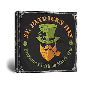 Canvas Wall Art St Patrick Theme Print Gallery Wrap Modern Home Decoration Ready to Hang - 12x12 inches
