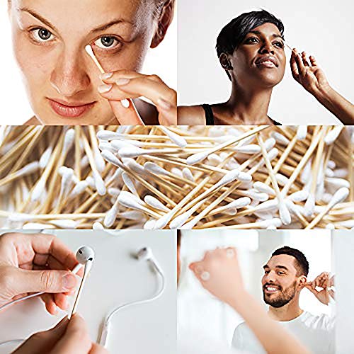 500 Count Double Round Tips Cotton Swabs With Strong Bamboo Sticks Cotton Buds , 3.14 inch, 1 pack