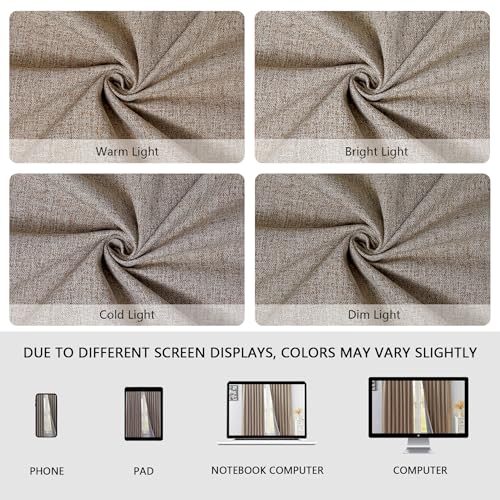 Zyvola 100% Blackout Curtains 84 inch Length 2 Panels Faux Linen Long Drapes for Bedroom Nursery Living Room Black Out Room Darkening Curtain Thermal Insulated Back Tab Rod Pocket(W52 x L84, Beige)