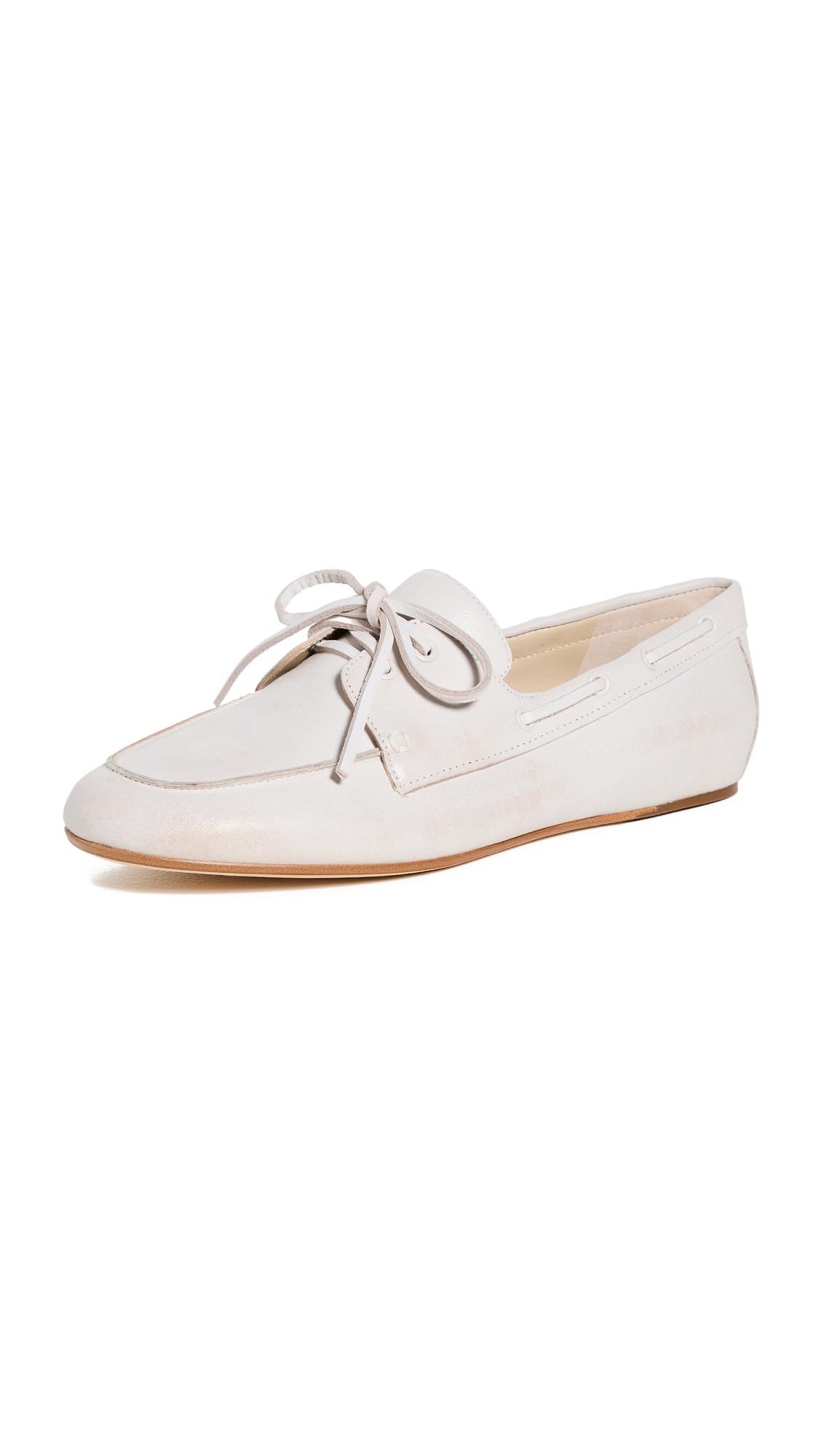 Vince Women’s Marin Boat Shoes, White/Sabbia, 6.5 Medium US
