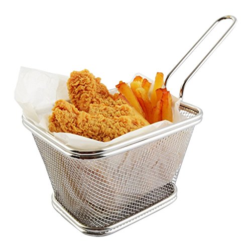 Stainless Steel Mini French Fries Basket Square Fryer Baskets, FDA